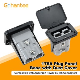 gohantee 175A Plug Mounting Panel with Dust Cover Compatible with Anderson SB175 Connectors Flush Mount Recessed Plate, Battery Quick Connect Disconnect (Gray-2Pcs)