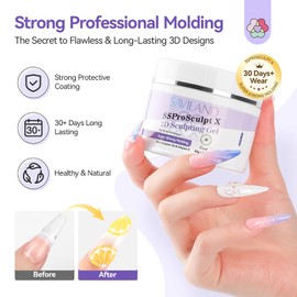 SAVILAND Modelling Gel for Nail Art: Super Strong 3D Modelling Gel for Nail Art, Clear Solid Modelling Gel That Does Not Stick to Your Hands, 3D Nail Gel, 60 g, Nail Extension with Large Capacity,