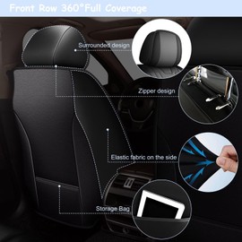 TTX LIGHTING Car Seat Covers Fit for Kia Sorento 2007-2024 2025 - Only Front 2 Row 5 Seat Faux Leather Waterproof Car Seat Cover Automotive Cushion Protector with Airbag Compatible(Black&Grey)