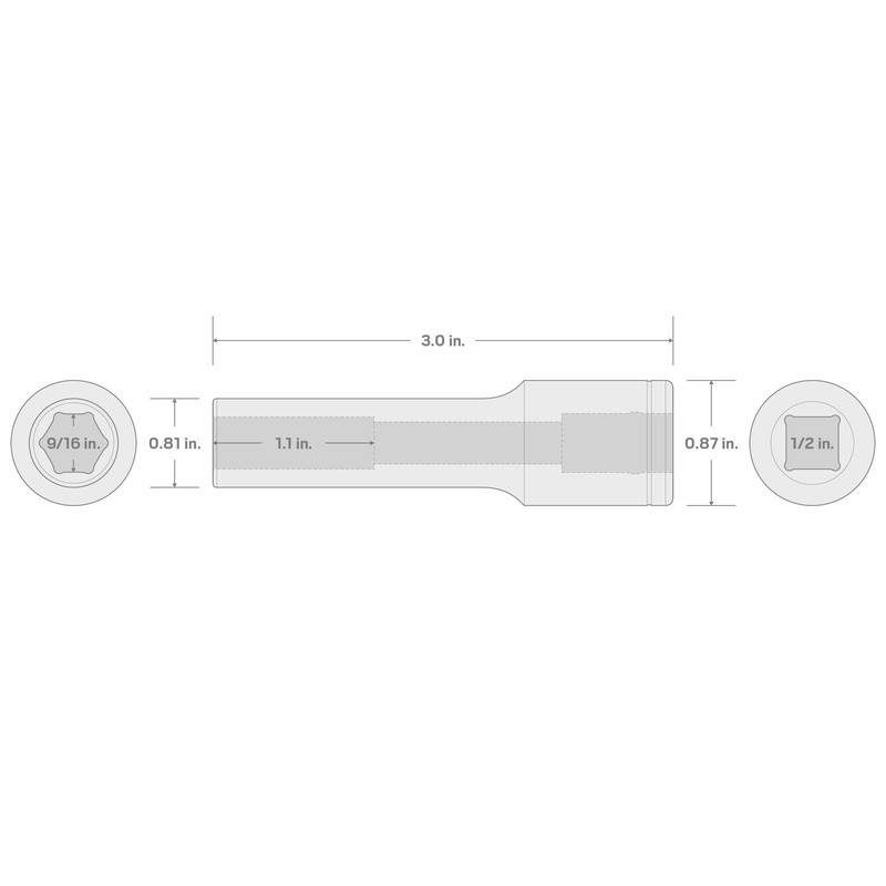 TEKTON 1/2 Inch Drive x 9/16 Inch Deep 6-Point Socket