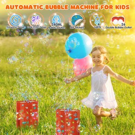 Bombble Astronaut Bubble Machine, Automatic Fireworks Bubble Machine with 240ml Bubble Solution/26 Holes/Light, Outdoor Bubble Toy for Children, Wedding, Easter, Party