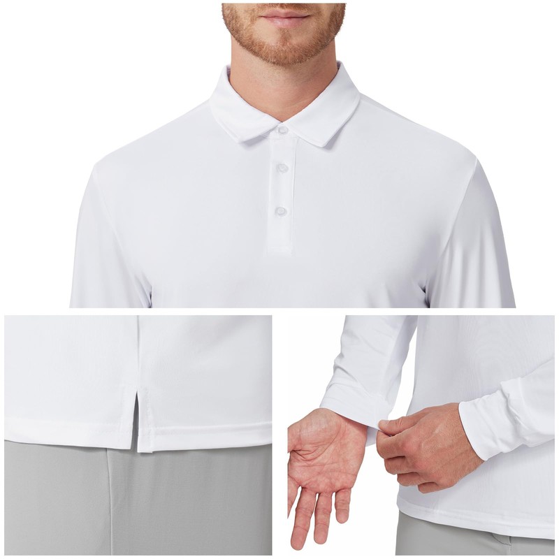 NAVISKIN Men's Long Sleeve Polo Shirts Golf Shirts Quick Dry