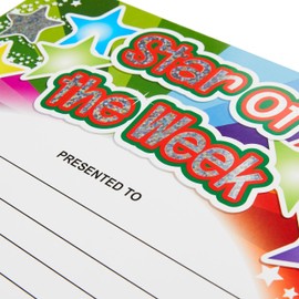 SuperStickers 'Star of The Week' Rainbow Sparkling Certificates. A5 certificates. Pack of 20.