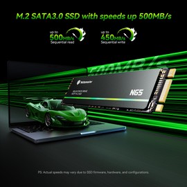 Yottamaster NG5 1TB M.2 SATA SSD, M.2 2280 NGFF SSD SATA III 6Gb/s Internal Solid State Drive SSD, Read/Write Speed up to 500/450 MB/s, Internal M.2 SATA SSD with B+M Key for Laptop PC Desktop