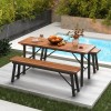 COSTWAY Indoor Outdoor Folding Acacia Wood Dining Benches Rectangular Camping