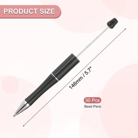 PATIKIL Beadable Pens, 30 Pack Black Ink Plastic Bead Pen Creative DIY Ballpoint Pens for Teacher Office DIY Crafts Party Decorations Handmade Supplies, Black