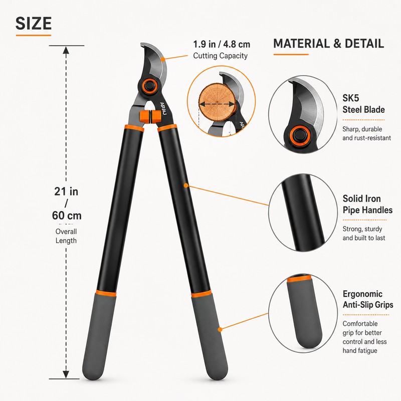 21" Bypass Loppers for Tree Trimming – Heavy-Duty Branch Cutter