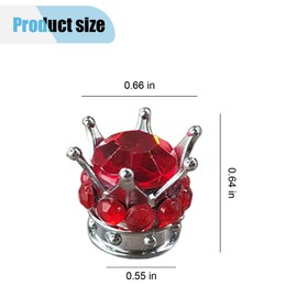 4PCS Crown Tire Valve Stem Caps - Bling Handmade Crystal Rhinestone Dustproof Cover Car Wheel Valve Caps - Attractive Chrome Crown Tire Air Cap Universal Stem Covers for Car SUV Truck (Silver/Red)