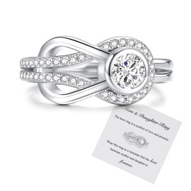 925 Sterling Silver Mother Daughter Ring: Meaningful Knot Band Jewelry Size 9 for Mother & Daughter, Mothers'Day Birthday Christmas Gifts for Women