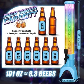 Domensi 6 Pcs Drink Tower Dispenser for Drinks Mimosa Tower with Ice Tube and bottomless Mimosa lunch Beer Beverage Drink Dispenser Tower Tabletop Liquor Dispenser for Bar Party(3l,Blue)