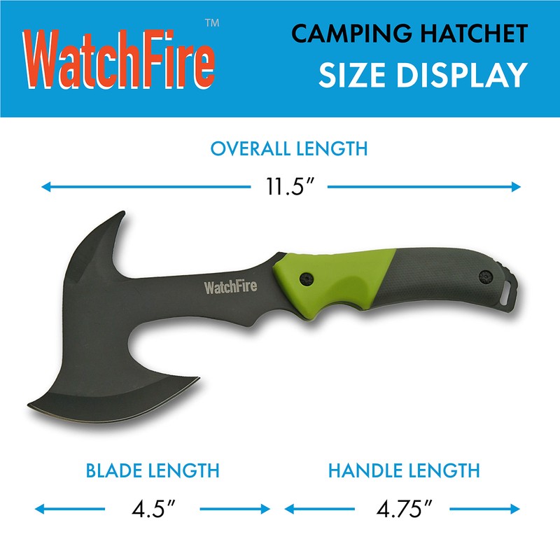 WatchFire 11.5" Coated Stainless Steel Spiked Back Camping Axe