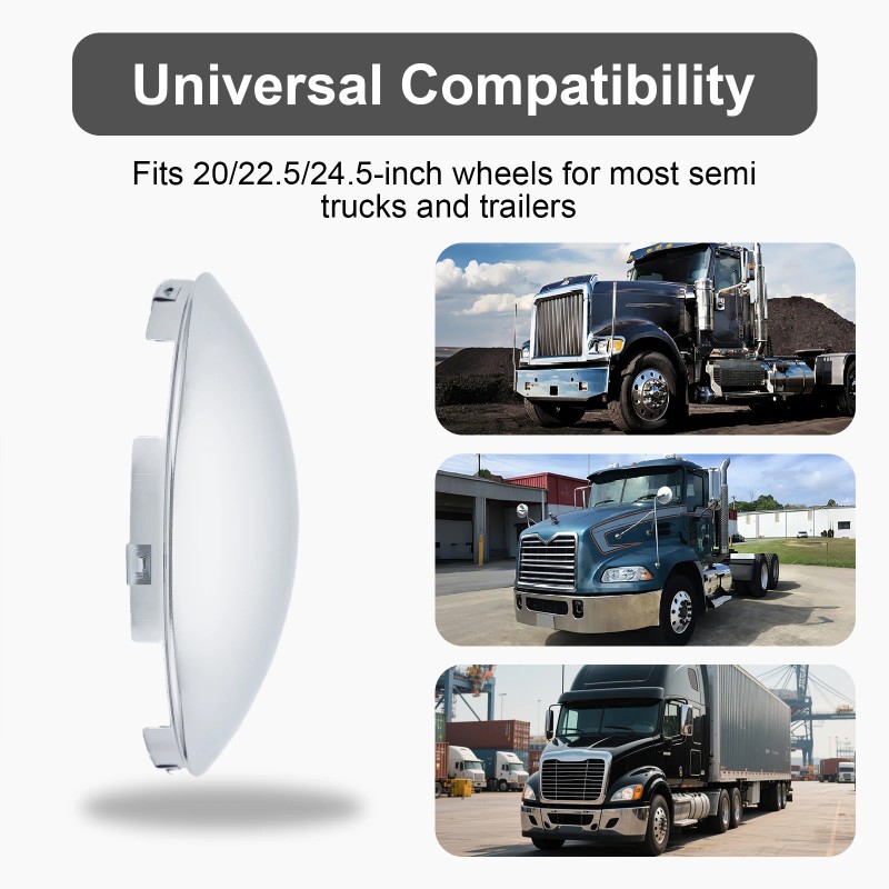 Chrome Front Hub Cap Covers for Semi Truck 8.9" Hub