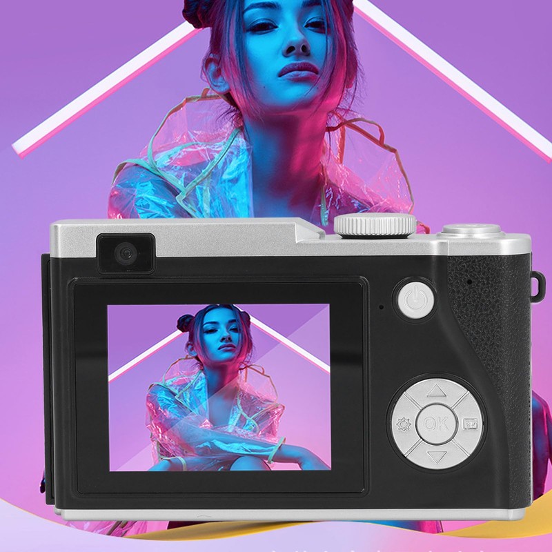 Elprico Digital Camera, 48MP 1080P Retro Digital Camera,16x Zoom Prevent