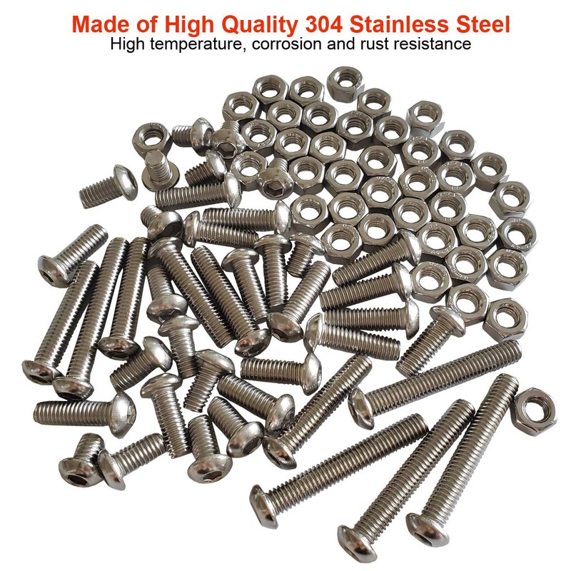 84Pcs M6 x 8mm,12mm,16mm,20mm,30mm,40mm Hex Pan Head Cap Bolts Nuts