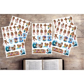 McEtt McEtt Jesus Sticker Sheets - Cute Jesus Bible Story Stickers for Kids Teens Students - 5 Sheet Pack (100 Pieces) - Sunday School, Church, Vacation Bible School, Bible Lessons
