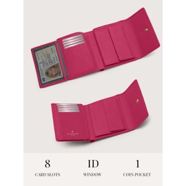 Lazarotti Bologna Women's Medium Leather Wallet with Press Stud Fastening, 8 Card Slots, Coin Compartment, RFID Protection, 12 x 10 x 3 cm (2 Widths Adjustable), hot pink, Standard size, Classic