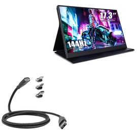 BoxWave Cable Compatible with ZSCMALLS Portable Monitor Gaming Monitor (17.3 in) - MagnetoSnap PD AllCharge Cable (100W), Magnet Charging Braided USB Type-C Micro - Jet Black