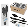 250Pack Plastic Cutlery Packets, Knife Fork Spoon Napkin Salt Pepper
