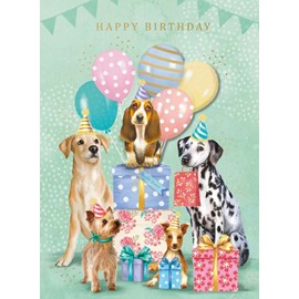 Noel Tatt Female Birthday Card - General Card for Women/Girls - Dog Birthday Party with Foil Details and 3D Embellishments - Eco-Friendly and Recyclable