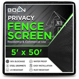 Boen - Backyard Privacy Screen Fence Covering 5' x 50' - Black - Instant Outdoor Privacy Fence Screen for Any Metal, Chain Link, Wood Panels or Plastic Fencing - Shade & Block Wind Privacy Wall