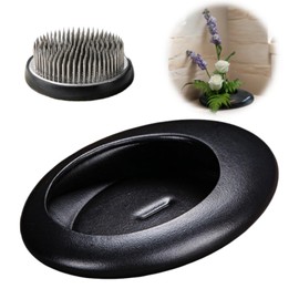 Ikebana Bowl Kit - Ikebana Vase (Japanese Flower Bowl Vase) with 2.4'' Floral Frog, Ikebana Set for Japanese Flower Arrangement (Black, 2.4'' Floral Frog Included)