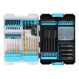 DuraTech 87 PCS Impact Screwdriver Bit and Drill Bit Set, Socket Set, Hex Shank Adapters Extension Bar Tools with Quick Fit Tough Case for Metal, Wood, Plastic, High Speed Steel Titanium Drill