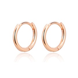 PRETTERY Silver Hoops Earrings for Women, Hypoallergenic 925 Sterling Silver Rose Gold Hoop Earrings, 8mm Small Sleeper Cartilage Silver Earrings for Men Girls Wife Daughter