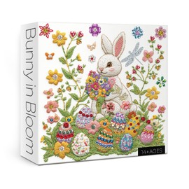 Bunny Flower Easter Eggs Puzzles for Adults 1000 Pieces, Colorful 3D Crystal Art Garden Rabbit Jigsaw Puzzles, Beautiful Diamond Plant Christian Religious Jewel Puzzle
