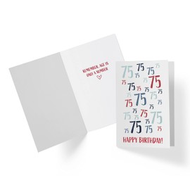 Karto 75th Birthday Card for Men Women - Large 5.5x8.5 inch 75 Years Old Birthday Cards for Him Her - Number