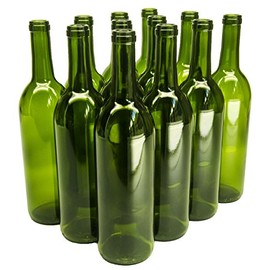North Mountain Supply - W5CG 750ml Glass Bordeaux Wine Bottle Flat-Bottomed Cork Finish - Case of 12 - Champagne Green