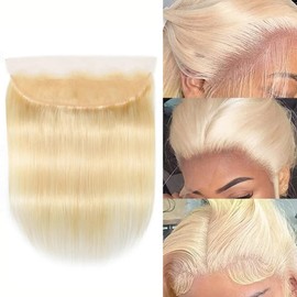 Blonde 613 13x4 Lace Frontal Only Straight Human Hair Transparent Lace Front Hair Extensions 18 Inch True to Length