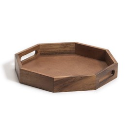 Kalmar Home Acacia Wood 13 Inch Octagon Serving Tray, 13" x 13" x 2"