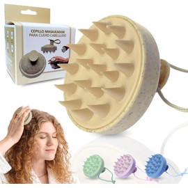 ETISEN, Massagebürste für Kopfhaut, Kopfhautmassagegerät, nasses und trockenes Haar, Haarwachstum, Haarmassagegerät, Kopfhautpeeling, Kopfmassagegerät (Beige)