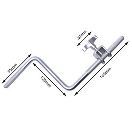 TUOREN Z Shape Cowbell Arm Boom Holder 3/8" Percussion Mount Accessories Chrome Plated Steel