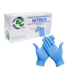 Guantes para Exploracion de Nitrilo libres de latex, ambidiestros, desechables, no esteriles, caja con 100 piezas, Tallas Disponibles (Chico)