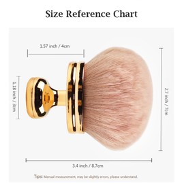 Hebterrka Extra Large Body Makeup Brush for Leg Makeup & Bronzer - Sun Cream Applicator - 3 Inch Wide Oval Foundation Brush Including Drawstring Bag - Gold (One Size)