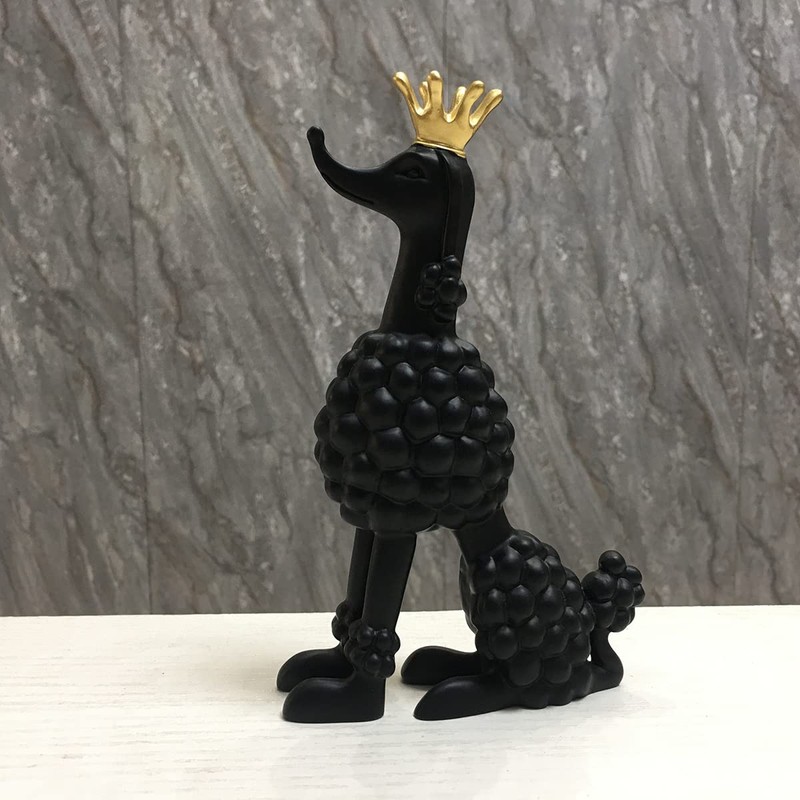 Artgenius Golden Crown Black Poodle Figurine,Small (Black)