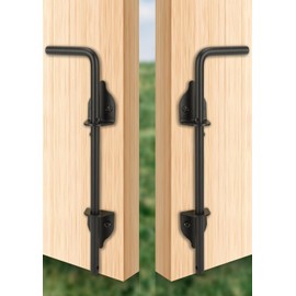 12" Cane Bolt Heavy Duty Gate Drop Rod, Hardware Ground Latch Gate Stopper Gate Hardware, Solid Steel Cane Bolts for Wood Fences PVC Vinyl Metal Gates Fences Doors (Black Finish 2 Pack)