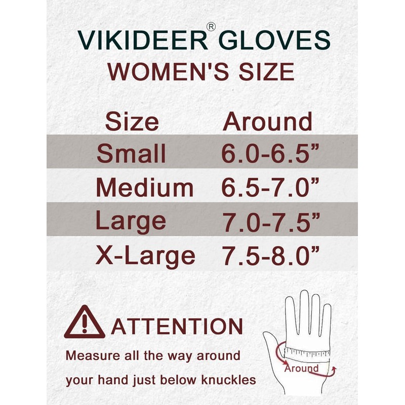 VIKIDEER Very Warm Fur Lined Gloves Women with Natural Brown