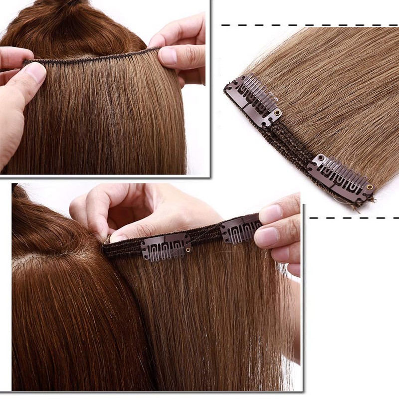Clip-In Real Hair Extensions, Double Weft 8-Piece Set, Remy Hair