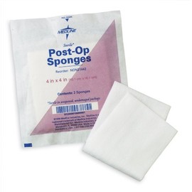 Medline Sterile Post-Op Gauze Sponges, 4" x 4", Ideal for Wound Care, Pack of 2