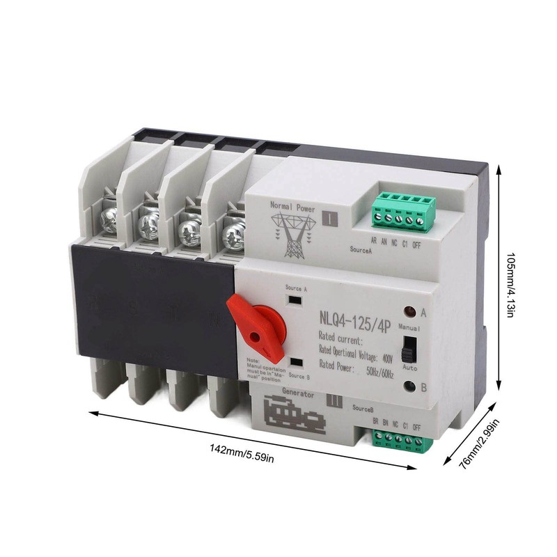 4P Dual Power Automatic Transfer Switch, AC 400V 32A ATS
