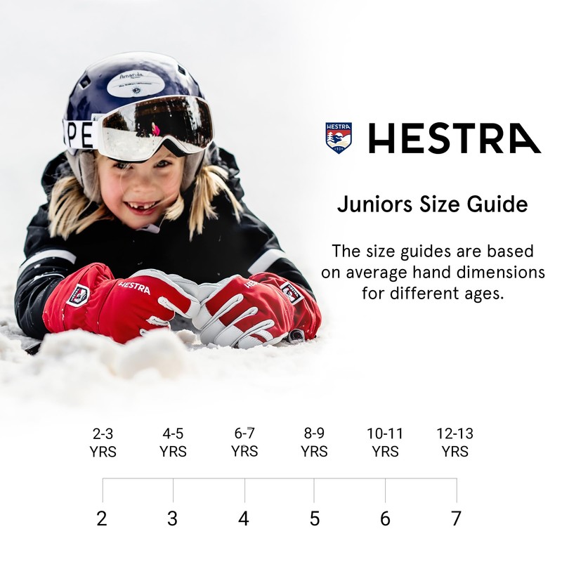 Hestra Boys Kid's Army Leather Heli Ski 5 Finger Gloves