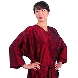 JMT Beauty Salon Client Gown, Kimono Style, 43" Long, 10 Ounces (Burgundy)