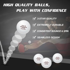 50-Pack 3-Star 40+ ABS Ping Pong Balls, Advanced Training Table Tennis Balls for Beginners and Professinals, with Good Spin and Bounce, Ideal for Indoor and Outdoor, Entertainment Games