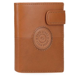 Pepe Jeans Cracker Vertical Wallet with Card Slot and Click Closure, Beige, 8.5 x 10.5 x 1 cm, Leather by Joumma Bags, Talla única, Vertical Wallet with Card Slot and Click Closure, beige, Standard