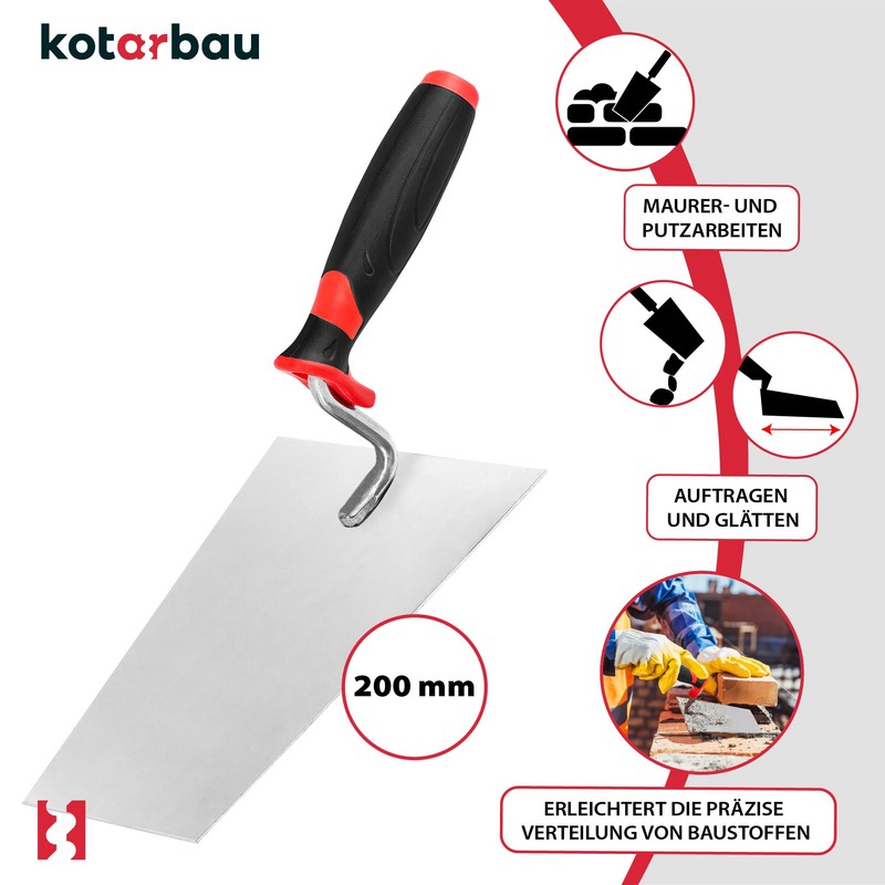 KOTARBAU® Stainless Steel Trapezoidal Trowel 200 mm x 123 mm