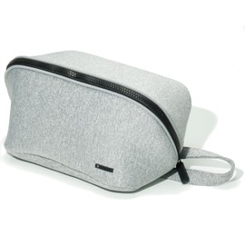 LINE+ARC Machine Washable Neoprene Toiletry Bag (Granite) by LINE AND ARC. A modern dopp kit for cosmetics, makeup, travel. Skincare shaving large case men women overnight easy to clean.