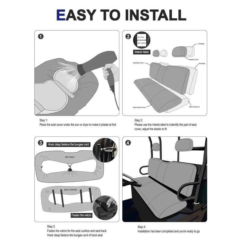 ZIDIYORUO Ranger Seat Covers, Full Wrap UTV Seat Protection Set