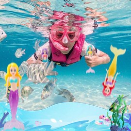 DANCOLOR 4 pcs Mermaid Diving Toys Set, Swimming Pool Toys & Diving Games For Boys Girls, Premium Plastic Underwater Training Toy, Summer Swim Sinkers For Ages 5-12, Diving Pool Toys Children‘s Gifts